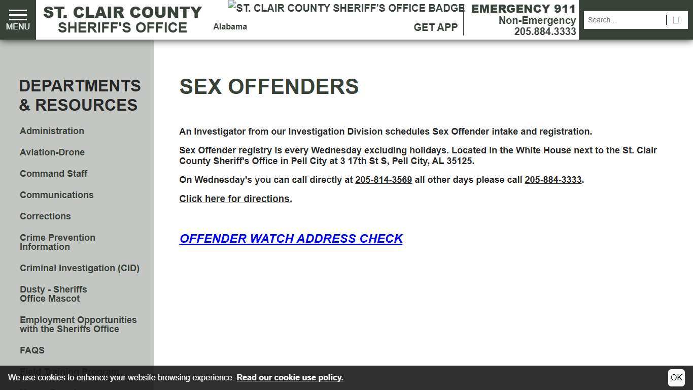 Sex Offenders St. Clair County Sheriff's Office