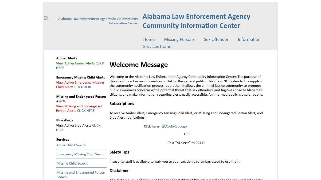 Alabama Law Enforcement Agency Online Services