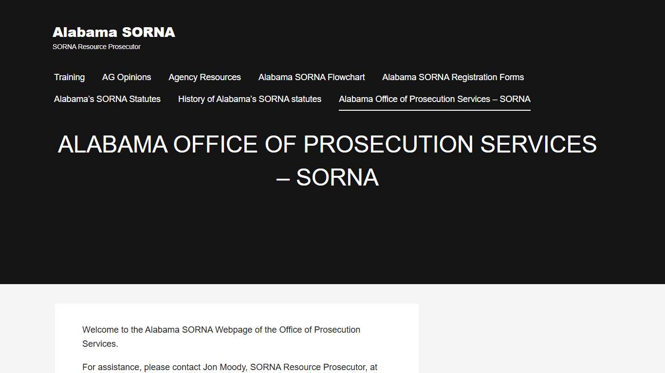 Alabama SORNA – SORNA Resource Prosecutor